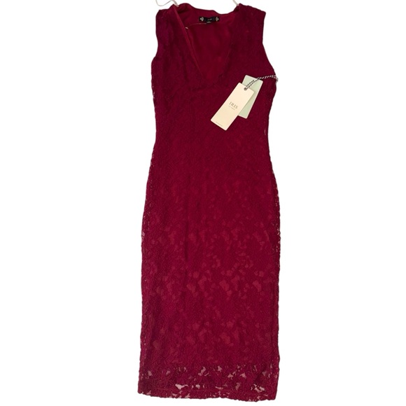 iris Dresses & Skirts - NWT Iris Burgundy Lace Lined Midi Dress Wedding Formal Event Evening Date Night